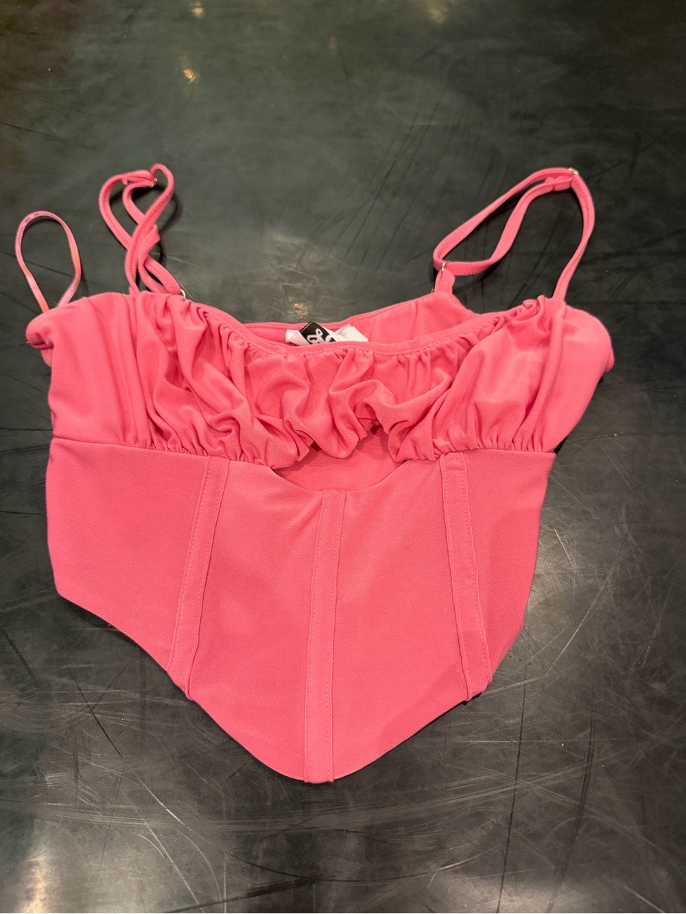 Rock N Rags - Pink Ruffle Bustier Crop Top